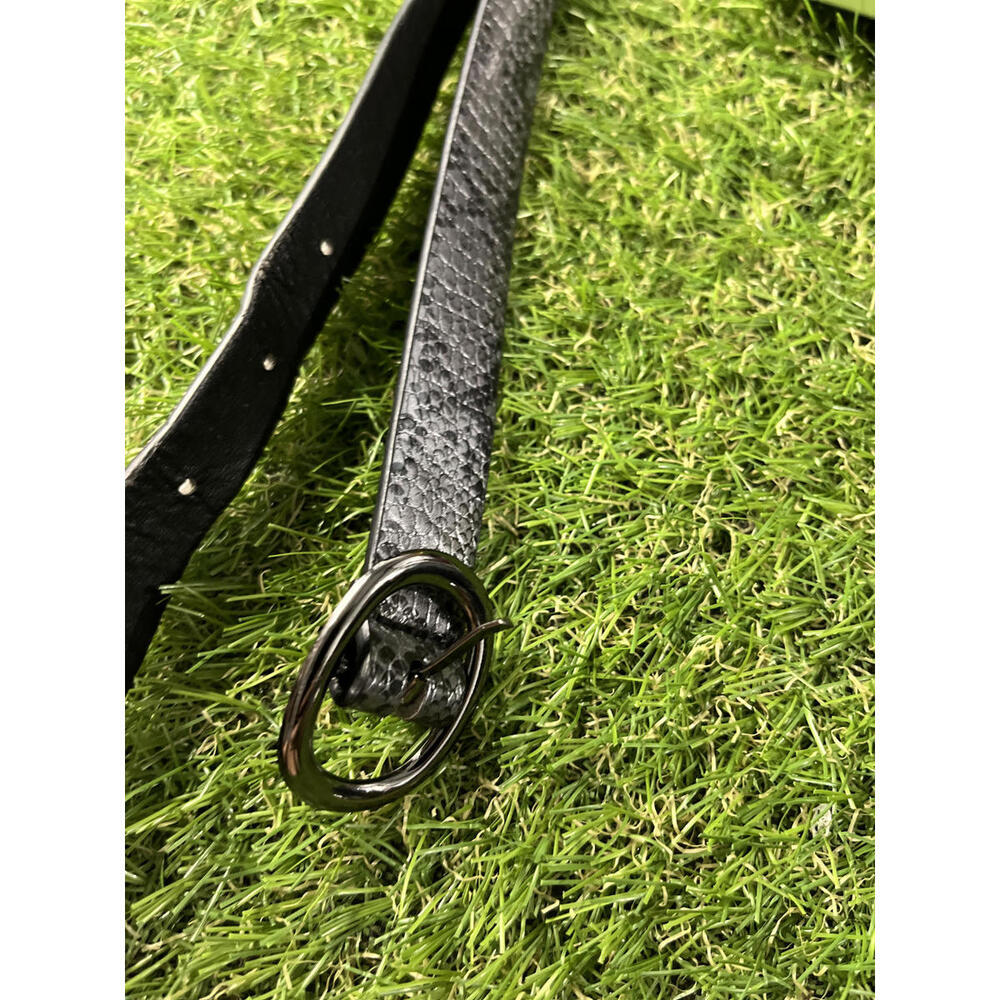 snakeskin‎ Leather Belt with Round Buckle Skinny Thin